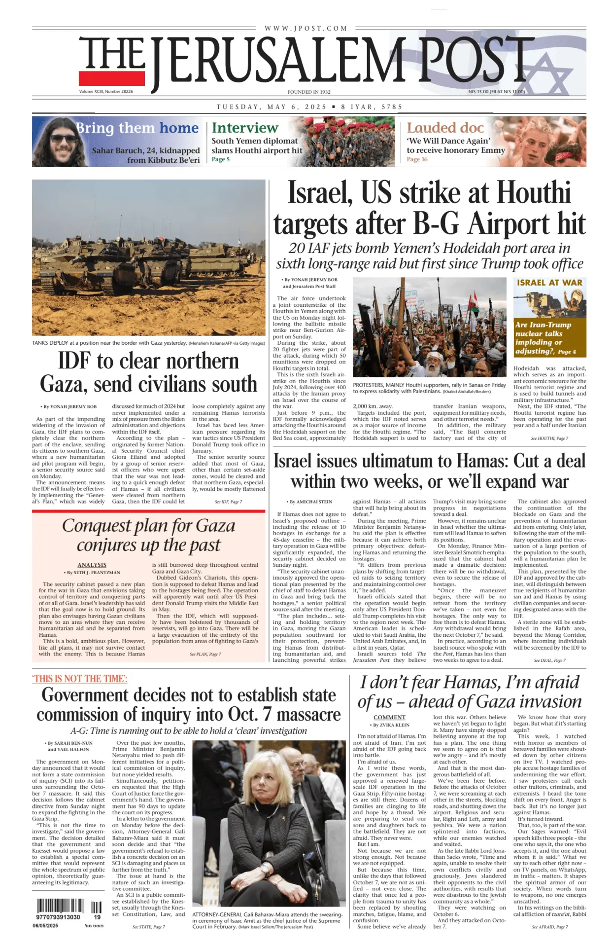 Prima-pagina-the jerusalem post-edizione-di-oggi-06-05-2025